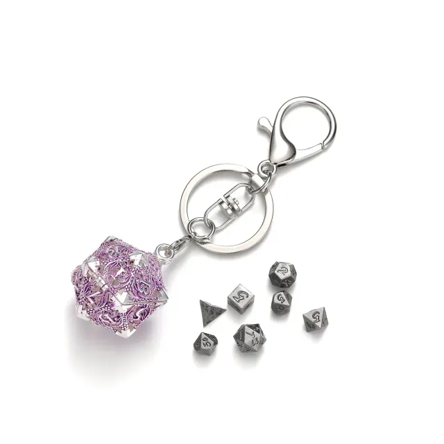 Dragon's Lair Mini Metal Dice tärningsset nyckelring lila metall