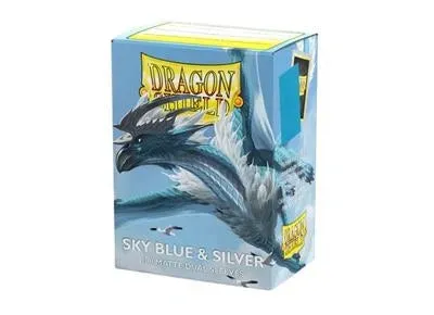Dragon Shield Matte Dual kortfickor Sky Blue Silver 100-pack
