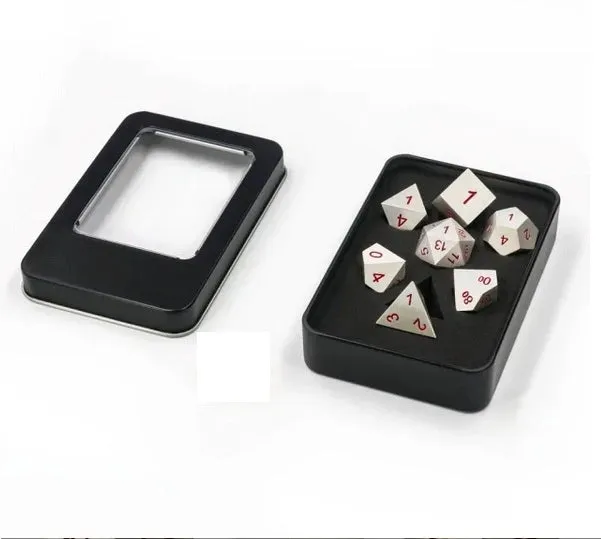 Dragon's Lair Metallic Silver tärningsset metall röda siffror