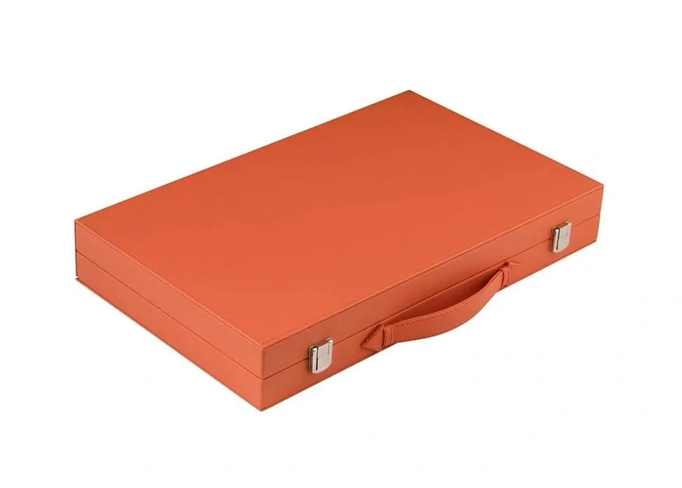 Dragon's Lair Backgammon brädspel orange 15 tum läder